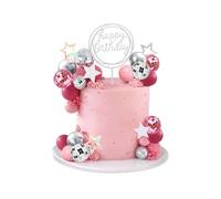 Ruispeed 38 pièces Set de Toppers gâteau Rose Argent Boule Disco | Set de 38 toppers à gâteau: boules disco roses & argent, étoiles, déco Happy Birthday, pour fête, mariage, baby shower