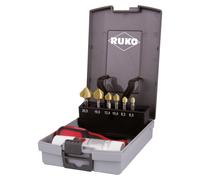 RUKO Coffret de forets coniques et ébavureurs 90° "Long" HSS-TiN en cassette plastique - 8 pcs - 102319TRO