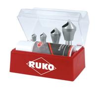 Ruko Jeu de fraises coniques à chanfreiner et à ébavurer Ruko avec trou transversal 90° HSS Co 5 Jeu de 5 fraises coniques à chanfreiner et à ébavurer Quantité:1