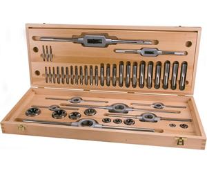 RUKO jeu de tarauds et filières HSS UNC 44 pièces dans un coffret en bois - 245072