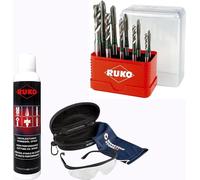 RUKO Jeu de tarauds machine HSS-CO DIN371B 10 pièces, M4-M10 inclus spray et lunettes de protection - WZSA245055E
