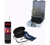 RUKO Jeu de tarauds mécaniques HSS-Co, 14 pièces, M3–M12, DIN 371/376 avec spray et lunettes de protection - WZS245051RO