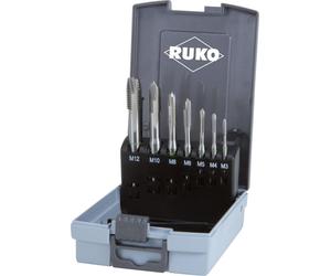 RUKO Jeu de tarauds pour machines DIN 371/376 B M3-M12 7pcs. HSS-Co5 Ku.-Kass.RUKO
