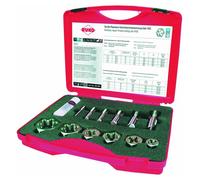 RUKO Jeu d'outils de coupe de filets de réparation sanitaire HSS pour filets de tuyauterie cylindriques dans un coffret en plastique - 245059