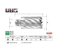 Ruko Ruko Module Fraises à carotter HSS Co 5 ComPact avec attache Quick IN, taillées meulées au CBN, profondeur de perçage 50,0 mm en Quadro Pack Quantité:1