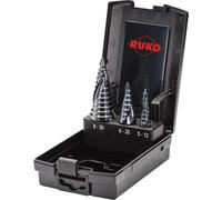 RUKO ULTIMATECUT Coffret de forets étagés HSSE-Co 5 RUnaTEC avec pointe FLOWSTEP® en cassette plastique - 3 pièces - 101626EPRO