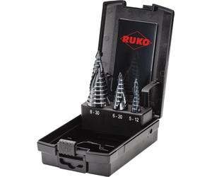 RUKO ULTIMATECUT Coffret de forets étagés HSSE-Co 5 RUnaTEC avec pointe FLOWSTEP® en cassette plastique - 3 pièces - 101626EPRO