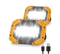 Rumicet Lampe de Travail Portable Rechargeable 30W, 4 modes COB LED Rechargeable Projecteur, Super Lumineux Projecteur extérieur COB avec USB étanche pour Camping,Garage, Batterie Lncluses, 2 Pack