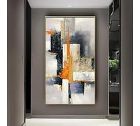 Rumlly Grande toile texturée peinture moderne abstraite géométrie orange mur art photo vertical salon porche entrée décor 60x120cm cadre