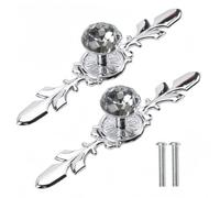 Rummyluck 2pcs Boutons de Tiroir en Cristal avec 170mm Plaque Argentée