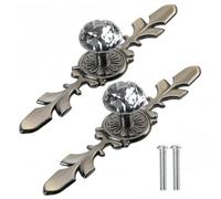 Rummyluck 2pcs Boutons de Tiroir en Cristal avec 170mm Plaque Bronze