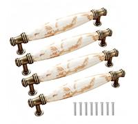 Rummyluck 4pcs Poignées de Meuble Cuisine en Céramique Marbre 128mm A-Type