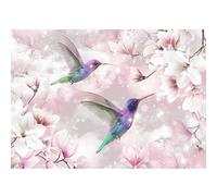 Runa Art Papier peint intissé Fleurs Oiseaux Colibri 352 x 250 cm Toison Mur XXL Tableaux Muraux Tapisserie Photo Décoration Murale Salon Chambre rose 9406011a