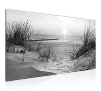 Runa Art Tableau Decoration Murale Coucher du soleil Plage 1 Partie Moderne Toile non tissée Salon Salle Mer Nature Noir et blanc 041712c