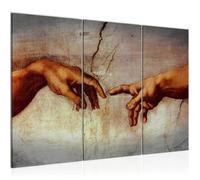 Runa art Tableau Décoration Murale Creation of Adam MichelAngelo 120x80 cm - 3 Panneaux Toile Prêt à Accrocher 700131a