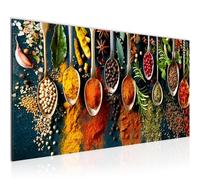 Runa Art Tableau Decoration Murale Cuisine 100L x 40l cm Moderne Toile non tissée Jaune orange Cuisine Épices couleurs 056712a