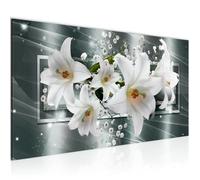 Runa art Tableau Décoration Murale Fleurs de Lys 100x40 cm - 1 Panneau Deco Toile Prêt à Accrocher 204712a