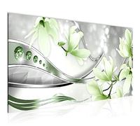 Runa Art Tableau Decoration Murale Fleurs Magnolia 1 Partie Moderne Toile non tissée Salon Salle Abstrait Vert Gris 207212b
