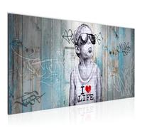 Runa Art Tableau Decoration Murale Graffiti 1 Partie Moderne Toile non tissée Salon Salle Street art Bleu Gris 039812a