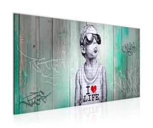 Runa Art Tableau Decoration Murale Graffiti Street art 1 Partie Moderne Toile non tissée Salon Salle Art Urbain Gris Vert 039812b