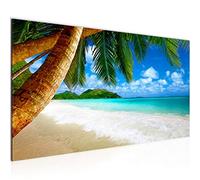 Runa Art Tableau Decoration Murale Plage Palmiers 1 Partie Moderne Toile non tissée Salon Salle Mer Bleu Beige 608512a