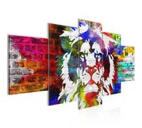 Runa Art - Tableau Graffiti Lion 200 x 100 cm 5 Parties XXL Decoration Murale Dessin Coloré 303551a