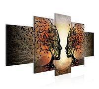 Runa Art Tableau mural Couple d'amour 5 Parties Impression sur Toile Intissee Decotation Salon Arbres Noir Orange 041252a