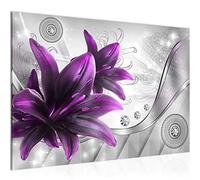 Runa Art Tableau mural Lys De Fleurs Moderne Tableau Decoracion Murale - abstrait Violet gris Salle 036815b