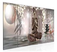 Runa Art Tableau mural XXL Bouddha Feng Shui 200 x 80 cm Beige 5 Parties - 503455a