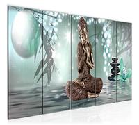 Runa Art Tableau mural XXL Bouddha Feng Shui 200 x 80 cm Noir Blanc 5 Parties - 503455b