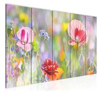 Runa Art Tableau mural XXL Coquelicots 200 x 80 cm Coloré 5 Parties - 007555a