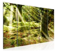 Runa Art Tableau mural XXL Forêt Paysage 200 x 80 cm Vert 5 Parties - 610955a