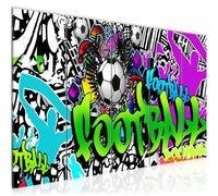 Runa Art Tableau mural XXL Graffiti Football 200 x 80 cm Coloré 5 Parties - 402655a