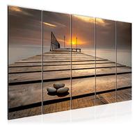 Runa Art Tableau mural XXL Le Coucher Du Soleil 200 x 80 cm Beige 5 Parties - 020355a