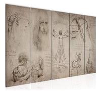 Runa Art Tableau mural XXL Leonardo Da Vinci 200 x 80 cm Marron 5 Parties - 008955a