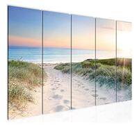 Runa Art Tableau mural XXL Plage Mer 200 x 80 cm Beige Bleu 5 Parties - 607355a