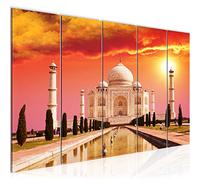 Runa Art Tableau mural XXL Taj Mahal Inde 200 x 80 cm Rouge 5 Parties - 600555a