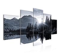 Runa Art - Tableau Nature Sunrise 200 x 100 cm 5 Parties XXL Decoration Murale Dessin Noir et Blanc 014451c