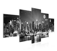 Runa Art - Tableau New York City 200 x 100 cm 5 Parties XXL Decoration Murale Dessin Noir Et Blanc 605251c