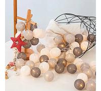 Runaup 20 LED Boule de coton Guirlandes lumineuses 3,3 M/10,8 pieds Guirlande lumineuse sphérique Alimenté par pile Lumières décoratives pour Chambre Rideau Gazebo Balcon Party
