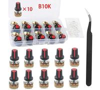 RUNCCI-YUN 10Pcs Linéaire Rotatif Potentiomètre, WH148, Potentiometre 10k, (1 × pincettes anti-statiques)