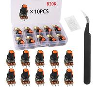 RUNCCI-YUN 10Pcs Linéaire Rotatif Potentiomètre, WH148, Potentiometre 20k, (1 × pincettes anti-statiques)