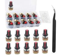 RUNCCI-YUN 10Pcs Linéaire Rotatif Potentiomètre, WH148, Potentiometre 500k, (1 × pincettes anti-statiques)