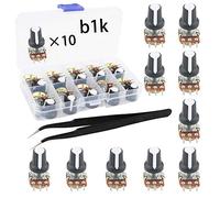 RUNCCI-YUN 10pcs linéaire rotatif potentiomètre,WH148,Potentiomètre1k, (1 × pincettes anti-statiques)