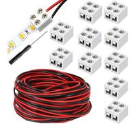 RUNCCI-YUN 10Pièces connecteur ruban led 2 broches 10mm,avec câble 22AWG/5M bornier à vis connecteur 2 broches 10 mm avec tournevis pour éclairage de bande LED 5-24 V