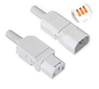 RUNCCI-YUN 2 x Adaptateur connecteur Secteur IEC C14 mâle vers C13 Femelle Adaptateur de Prise AC 250V,Prise IEC 320 C14 3 Broches (Blanc)