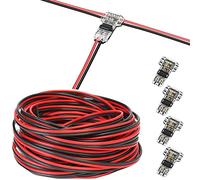 RUNCCI-YUN 20m Câble d'extension de bande LED 2 broches Câble 12V DC 5V - 24V Câble D'extension d'alimentation LED 22AWG pour SMD 3528 2835 5050 5630 LED Strip+Connecteur en T 2 broches