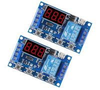 RUNCCI-YUN 2pièces 5V 12V 24V 36V DC Module De Relais Minuterie,Interrupteur de Minuterie à Retard de Cycle de Déclenchement Module de Relais Marche/Arrêt avec Affichage à LED,Micro USB 5V