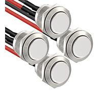 RUNCCI-YUN 4Pcs 16mm Interrupteur à Bouton Poussoir à Verrouillage 12v,Boutons Poussoir Autobloquant,mini interrupteur,bouton poussoir rond,Acier Inoxydable bouton poussoir etanche(Haute Tête)