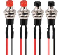 RUNCCI-YUN 4Pcs 7mm mini rond Autobloquant bouton poussoir 12v,SPST on/Off, bouton poussoir arduino,pour Trompette de Voiture, PC, Lampe de Table, Sonnette de Maison （noir rouge）